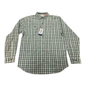 World Wide Sportsman Vented Fishing Shirt Men's Medium Green Plaid Long Sleeve